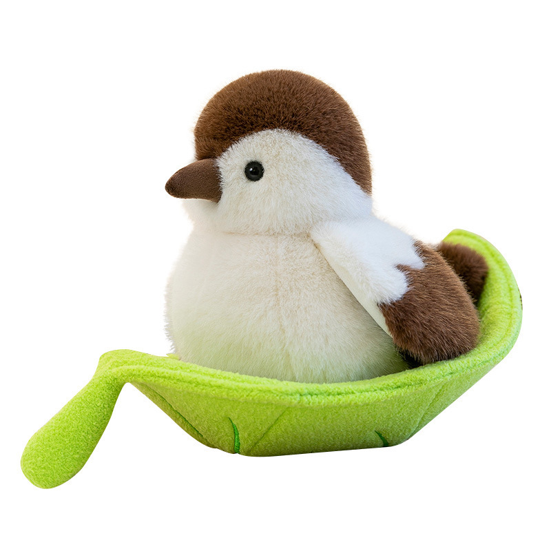 Pájaro loro peluche gorrión gorrión hoja árbol agujero muñeca muñeco elfo regalo para niños pájaro artificial