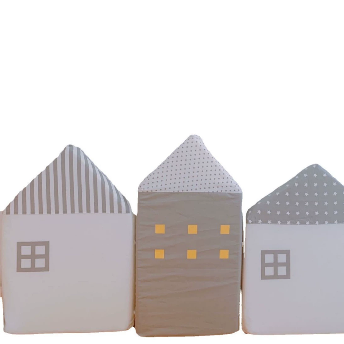 House, sides, multicoloured fence, collision protection