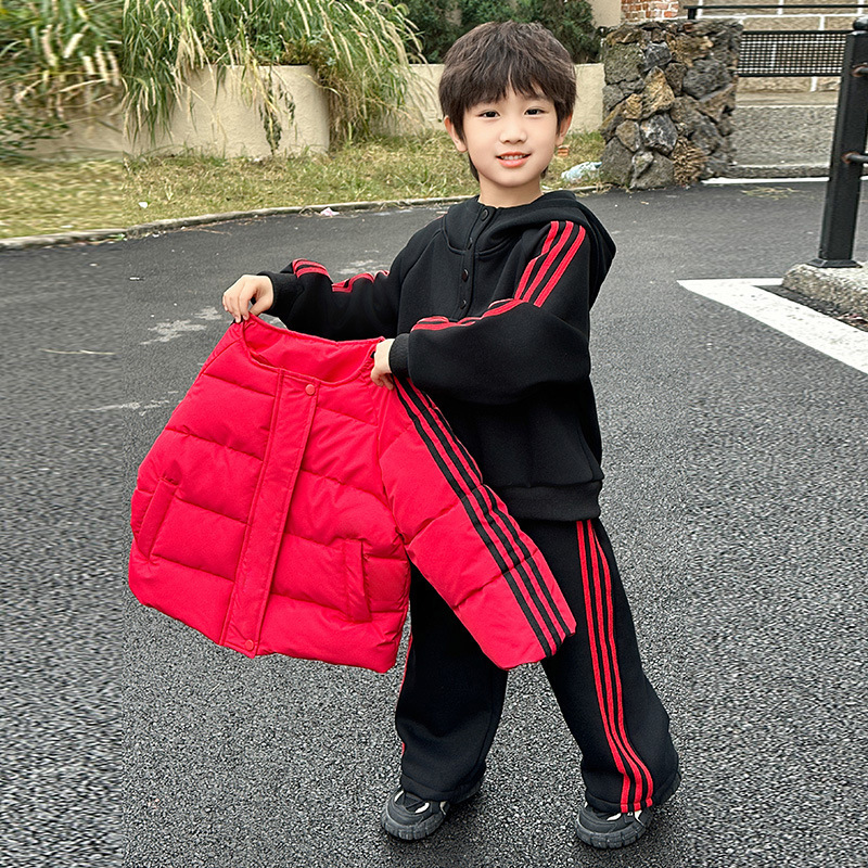 레드 코튼 재킷 쓰리피스 슈트