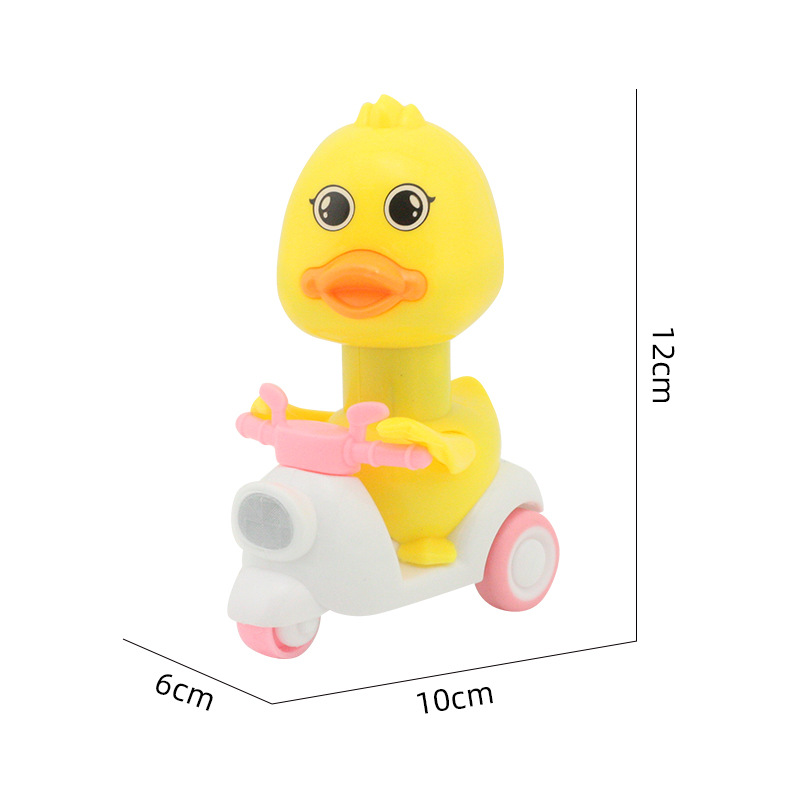 Presione el pequeño pato amarillo Tire hacia atrás coche motocicleta inercia coche de juguete para niños dibujos animados Niños y niñas lindo pato coche de juguete al por mayor