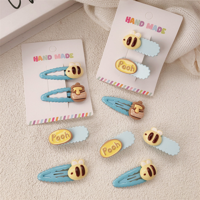 Caricatura serie de abrazaderas de abejas adorables tarjeta de miel de niña clip de corazón BB lateral clip de cabello fruncado clip de cabello tocado