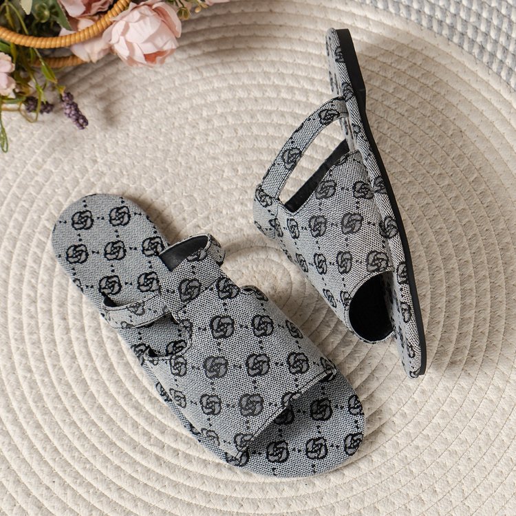Plus Size Slip-On Beach Slippers – Soft & Stretchy Peep-Toe Design, Comfortable Summer Sandals For Women_voghion.com