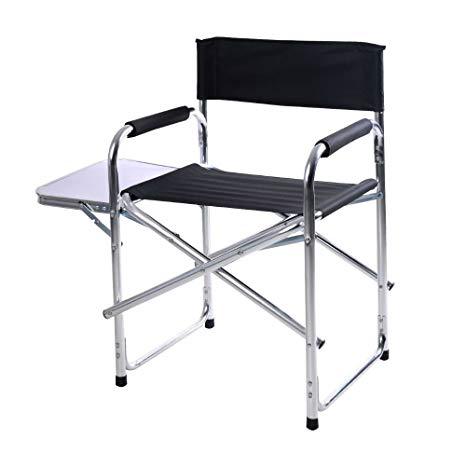 [Daxuan Outdoor] Silla de director de campamento de aleación de aluminio con respaldo plegable con mesa y tabla Silla de playa conveniente