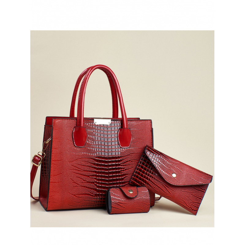 Moda de tres piezas, temperamento de la madre, bolsos de mano de textura 2025, bolsos de hombro casuales de gran capacidad