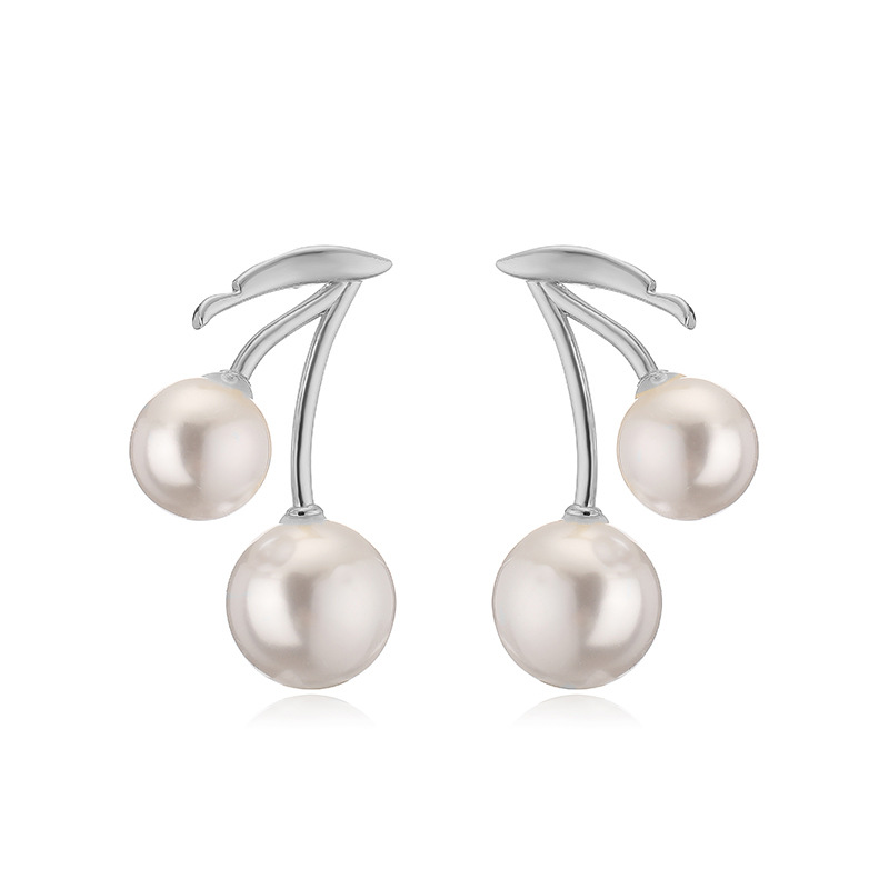 Copper Material Cherry Pattern Women's Gender 1 Pair Sweet Cherry Copper Ear Studs