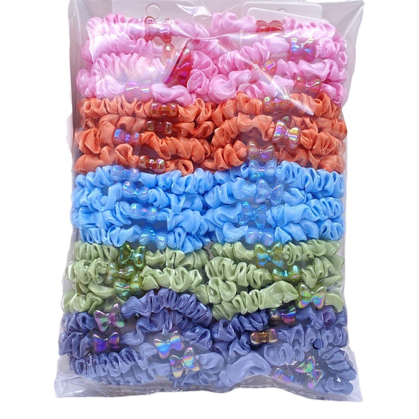 Perla sirena princesa pajarita banda de goma cabeza cuerda 2 yuanes tienda accesorios para el cabello tocado Traje de tarjeta de etiqueta de cuero de tela elástica anillo de intestino grueso anillo de pelo