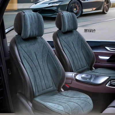 high quality Car Seat Cushion Rams Four Seasons Universal Latex Cotton Filled Saddle Cushion Steam Permeable Fur Car Seat Cushion (Seat cushion, seat cover) - five-seats-black-and-dark-green