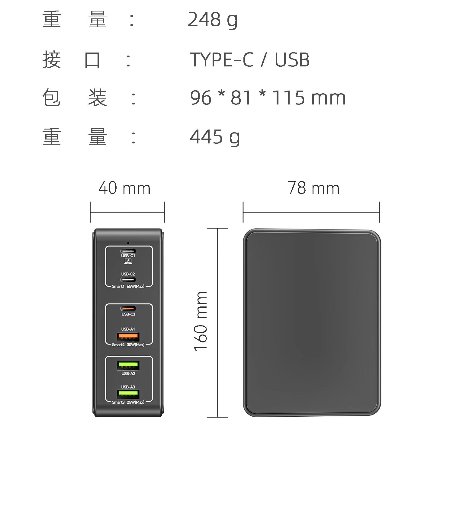 Mehrteiliges USB-Ladegerät multifunktionales Galliumnitrid Desktop-Ladestation Hochleistungs-140W intelligentes Lade-Stapel USB-Mehrfach