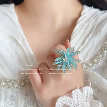 十葵原创水波烟花戒指手工编织串珠戒指显白湖蓝水晶指环伴手礼物