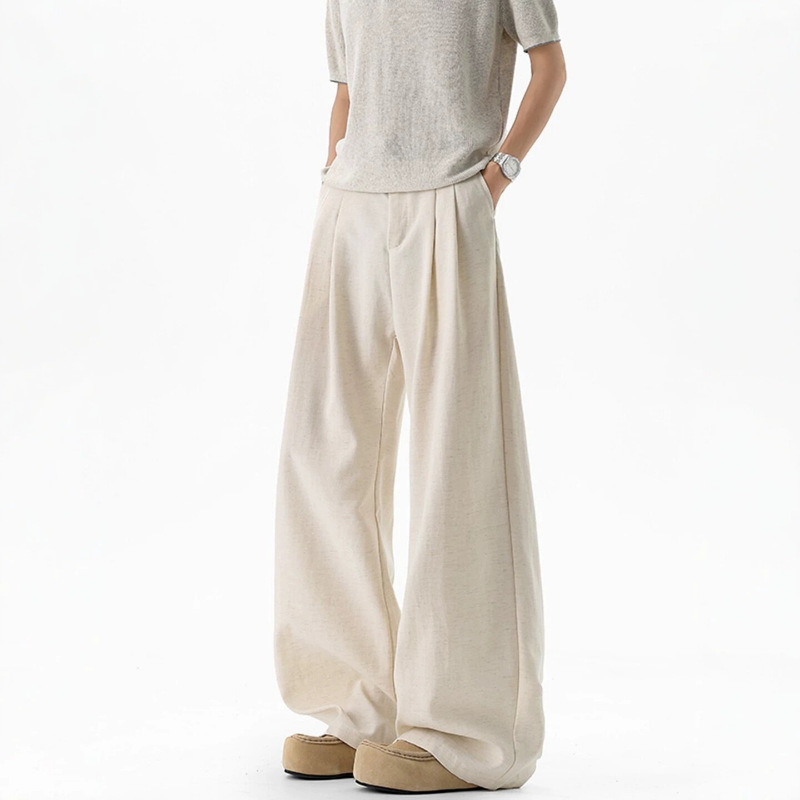 Old Money Style Linen-Colored Faux Linen Trousers for Men and Women, Summer Simple Drapey Breathable Casual Pants, Loose Straight-Leg Floor-Length Pants Old Money Style Linen-Colored Faux Linen Trousers for Men and Women, Summer Simple Drapey Breathable Casual Pants, Loose Straight-Leg Floor-Length Pants