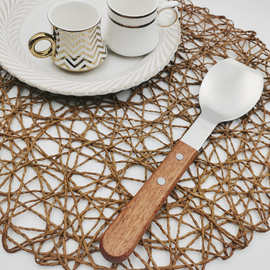 新款不锈钢夹柄冰淇淋铲木柄不锈钢铲雪糕铲雪糕铲造型商用甜品勺