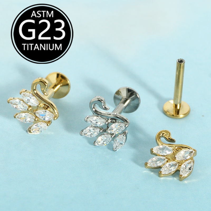 Labret piercing jewelry detail image
