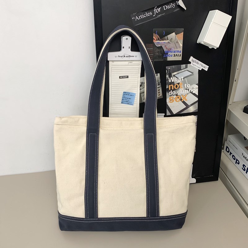 Tote Women's Bag Ins Large Capacity Simple Shoulder Bag Lightweight Student Niche Design Commuter Handbag Canvas Bag