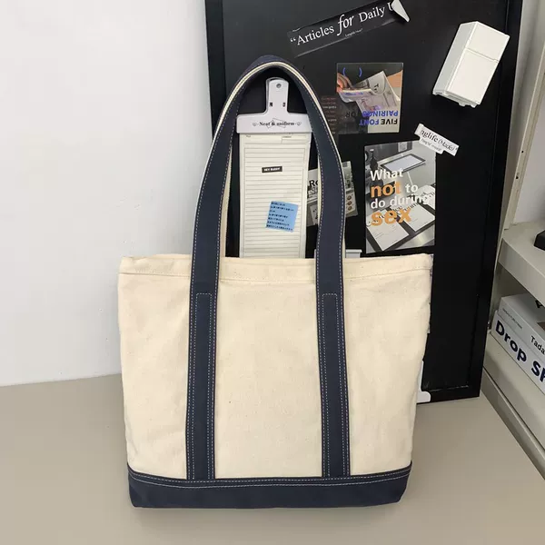 Tote Women's Bag Ins Large Capacity Simple Shoulder Bag Lightweight Student Niche Design Commuter Handbag Canvas Bag