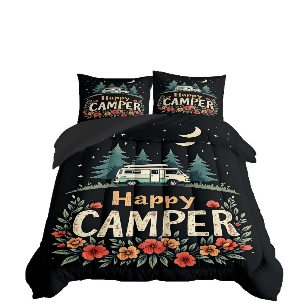 TEMU / JIT tema de camping cómodo impresión digital HD 180gms set de edredón suave suministro directo de fábrica