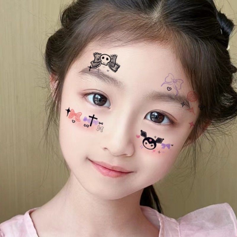 库洛米脸贴 万圣节儿童妆容爱心少女腮红纹身贴 南瓜甜酷受伤缝线