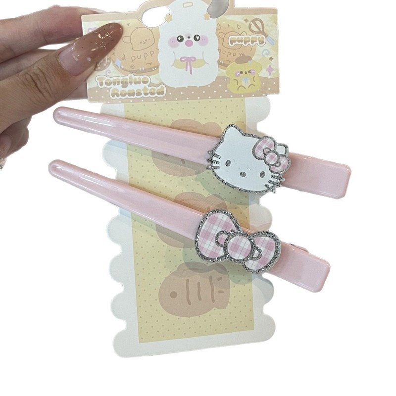 かわいいハローキティシームレスサイド前髪クリップスウィートガールハートロンググリッターTK猫カモノハシクリップ|undefined