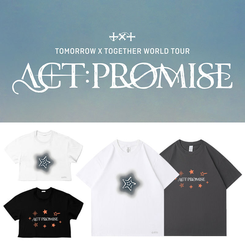 TX T2024 World Tour Concert ACT PROMISE Surrounding the Same Short-sleeved T-shirt Base Shirt Printed Clothes TX T2024 World Tour Concert ACT PROMISE Surrounding the Same Short-sleeved T-shirt Base Shirt Printed Clothes