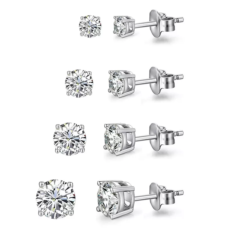 跨境专供不锈钢耳钉批发个性5对装锆石耳饰亚马逊速卖通爆款耳钉