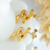 Chain, brand earrings stainless steel, European style, 750 sample gold, wholesale