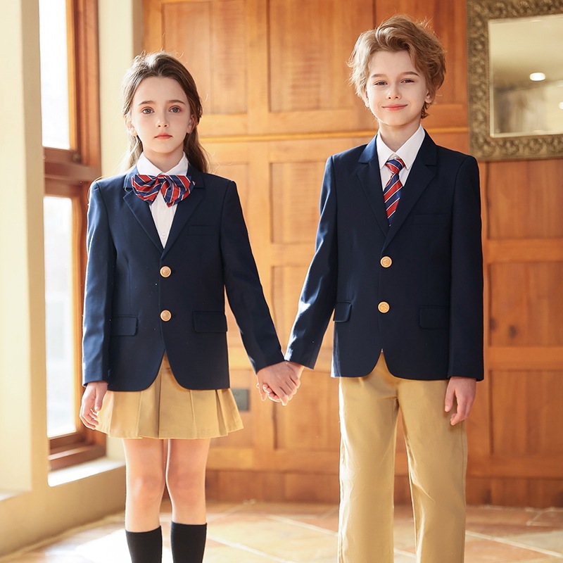 西装校服儿童春秋冬季英伦学院风一年级小学生班服幼儿园园服套装