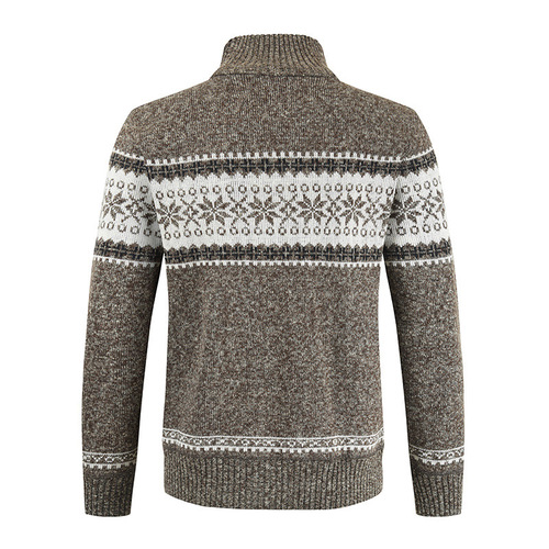 European and American autumn and winter sweaters, men's zipper jacquard figure-fitting stand-neck sweater, fashionable casual coat, knitted cardigan, men