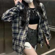 幂式穿搭秋夏季格子衬衫女ins百搭衬衣开衫防晒衫外套新款百搭上1