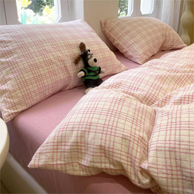 2026 New Style Soft and Skin-Friendly Cloud Cotton Unprinted Striped Washed Cotton Three-Piece Set Four-Piece Set 2026 New Style Soft and Skin-Friendly Cloud Cotton Unprinted Striped Washed Cotton Three-Piece Set Four-Piece Set