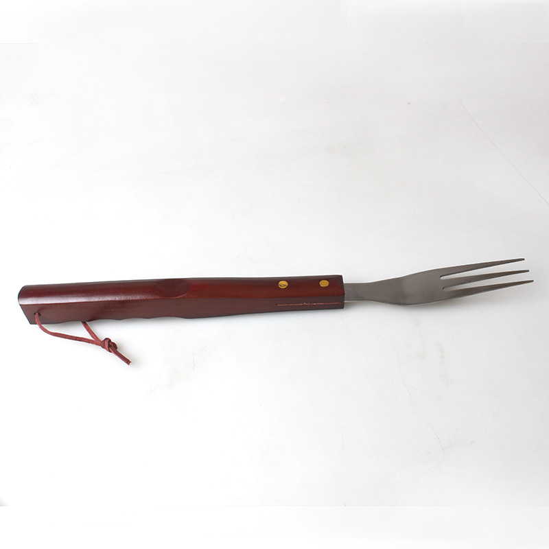 [Fuente de fábrica] de acero inoxidable barbacoa parrilla traje de tela bolsa mango de madera 4 piezas barbacoa herramienta barbacoa pala tenedor