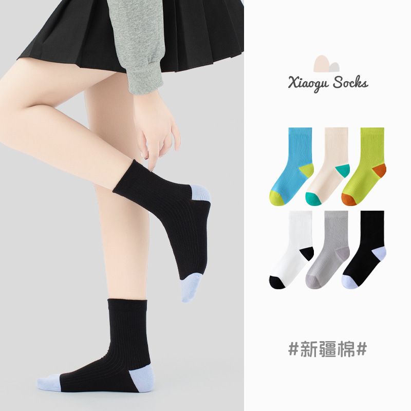 Socks Women's Spring and Summer Mid-Calf Socks Creative Dopamine Color Matching Thin Breathable Solid Color Socks Women's Long Socks with Birkenstock Shoes