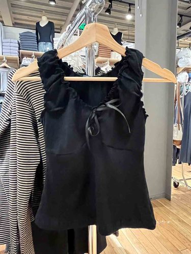 BM style, stunning pure lust beige bow lace lace-up bm vest for women