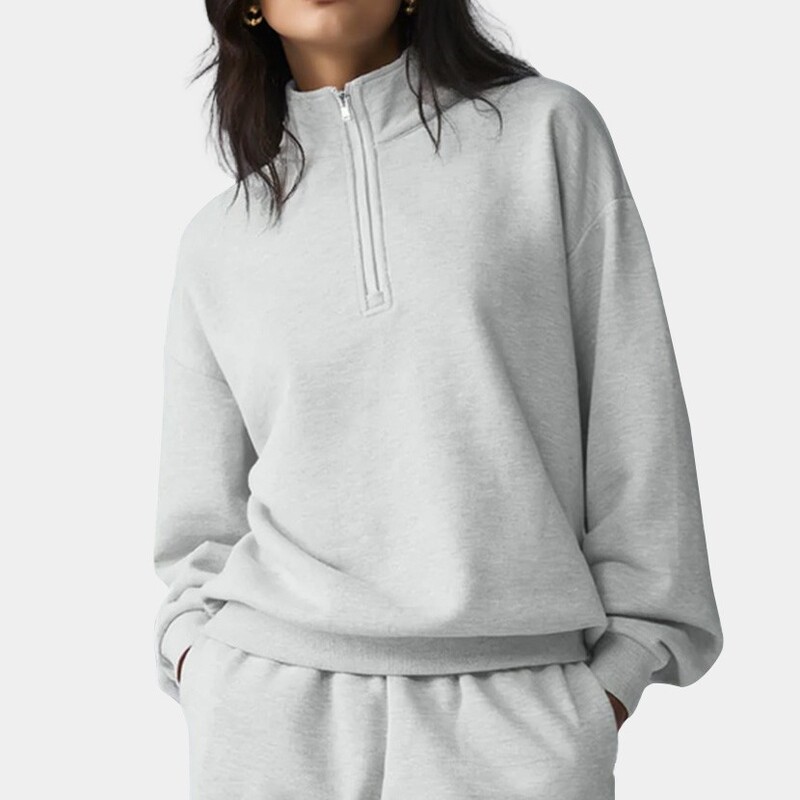 Sports Jacket, Autumn and Winter Sweatshirt, Fleece-Lined and Thickened Yoga Wear, Casual Loose Fit, Versatile, Warm Half-Zip Yoga Top