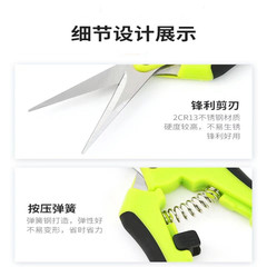Stainless steel curve head fruit picking shears grape garden fruit pruning scallion clip bent head shears wholesale