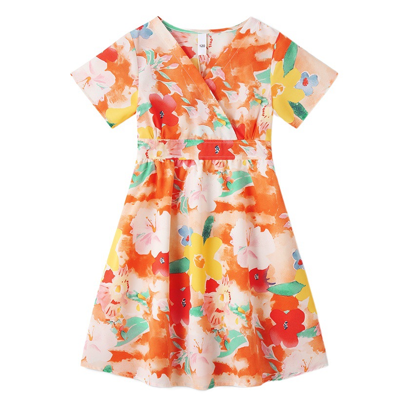 Online celebrity parent-child wear summer wear a family of three and four bohemian mother and daughter dress travel vacation beach suit