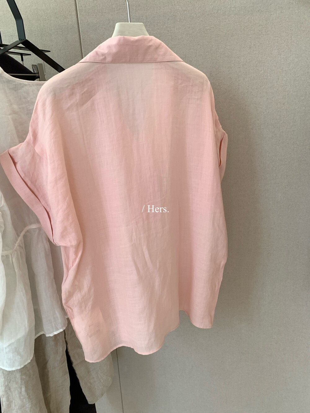 Áo sơ mi nữ linen tay ngắn cổ V phong cách Pháp — nghệ, màu hồng, màu trắng, màu mơ chi tiết 10