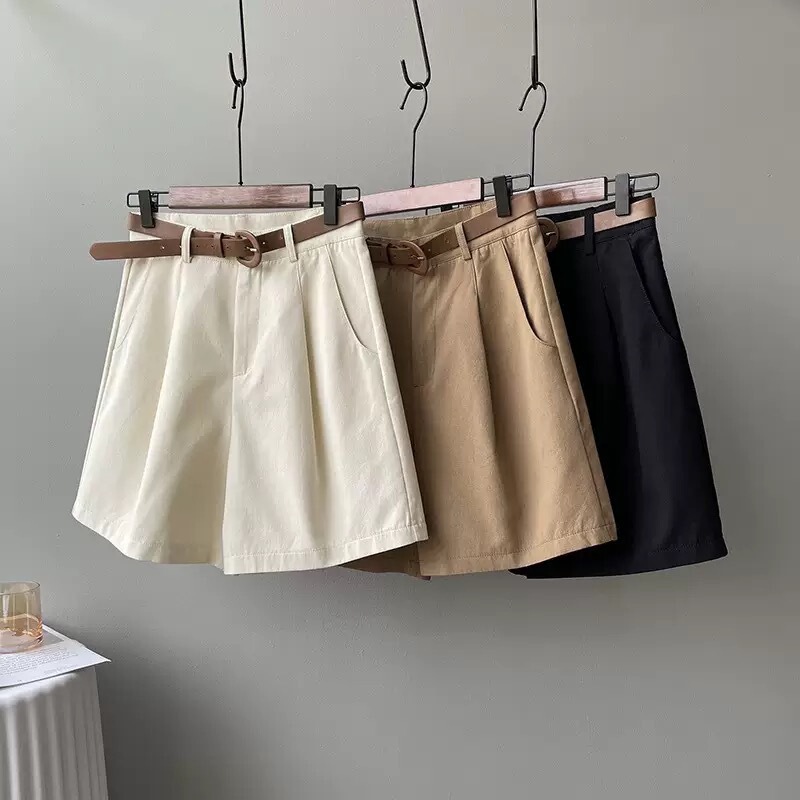 Paris Bermuda Casual Pants Loose Off-White Five-Quarter Pants High-Waisted Cotton Straight Cargo Shorts Women's Summer