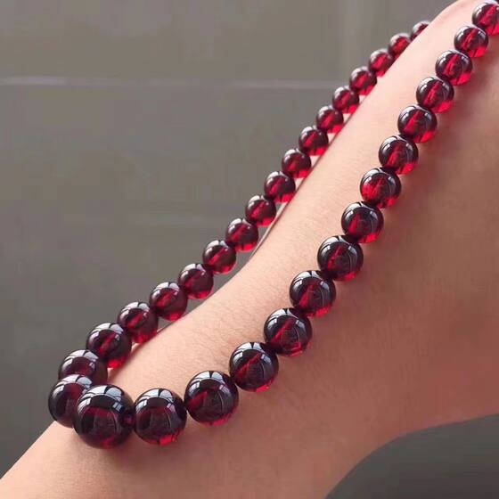 Factory wholesale tower chain clavicle chain garnet glass beads jewelry necklace wine red crystal glass necklace women's