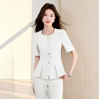 2026夏季新款短袖薄款西装套装女职业气质正装西服外套商务工作服