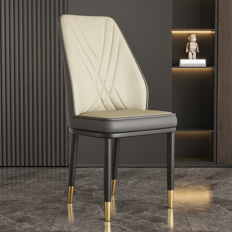 화이트 그레이 등받이 [골드 다리] (업그레이드된 두꺼운 포크백 의자)