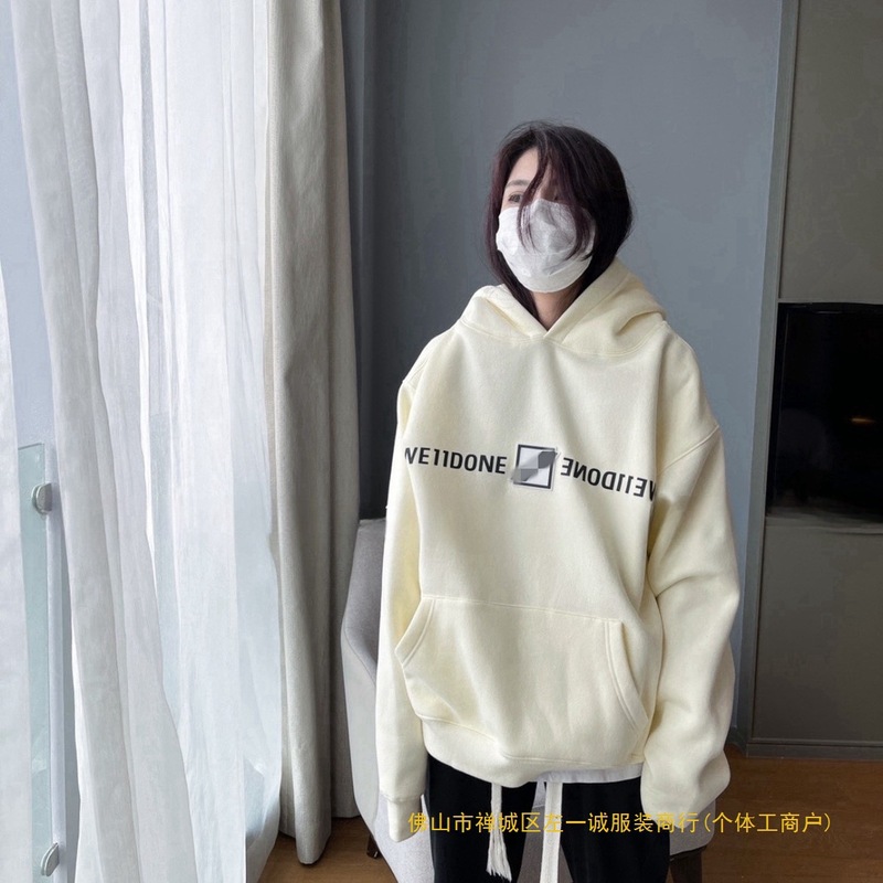 潮牌高街WE11立体印花小熊休闲宽松情侣T恤男女同款卫衣外贸批发|undefined
