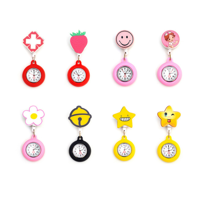 Reloj de enfermera de silicona nuevo, luminiscente, para colgar en el pecho, diseño de reloj de bolsillo, personalizable con logo/patrón image 3
