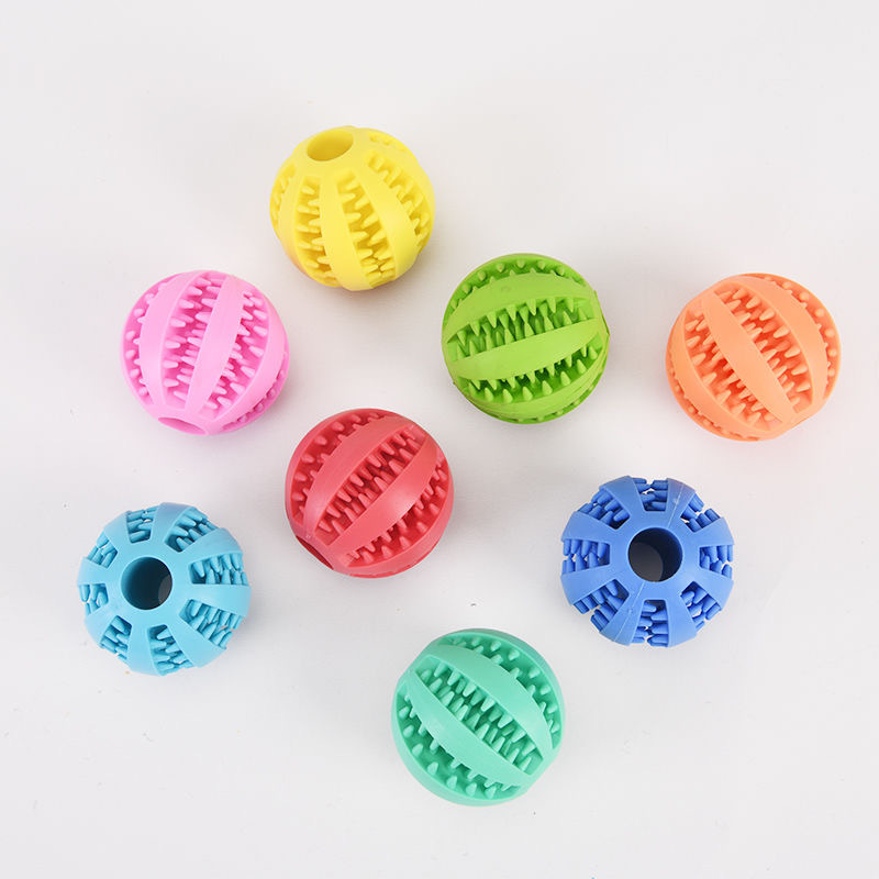 (2개) 국경 새 개 장난감 공, 치아 연삭, 치아 청소, 씹는 고무 공 장난감 5CM6CM7CM 음식 누출 공 도매