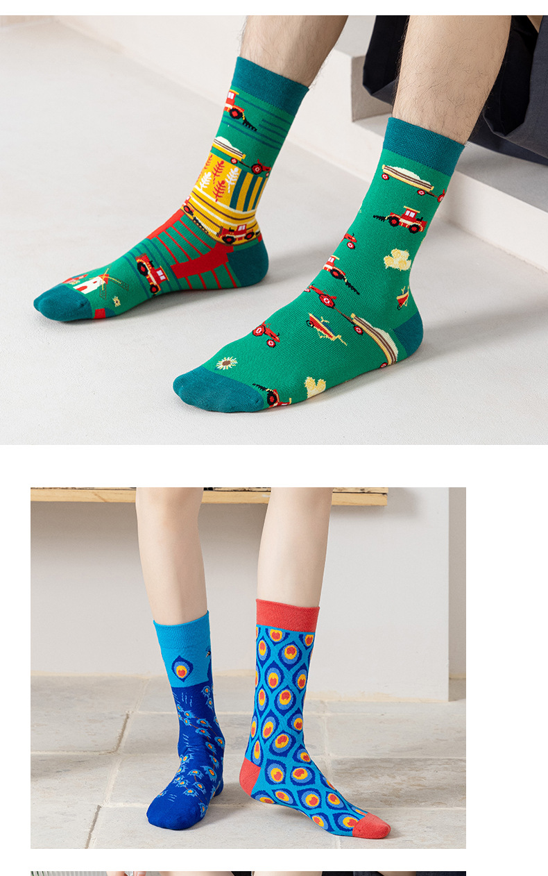780g Weight Sock Classification 1 Set Quantity Daily Occasion Sweatproof Function Cartoon Pattern All Seasons Season Unisex Gender Cotton Fabric Fashion Style Unisex Fashion Cartoon Cotton Crew Socks 1 Set 5