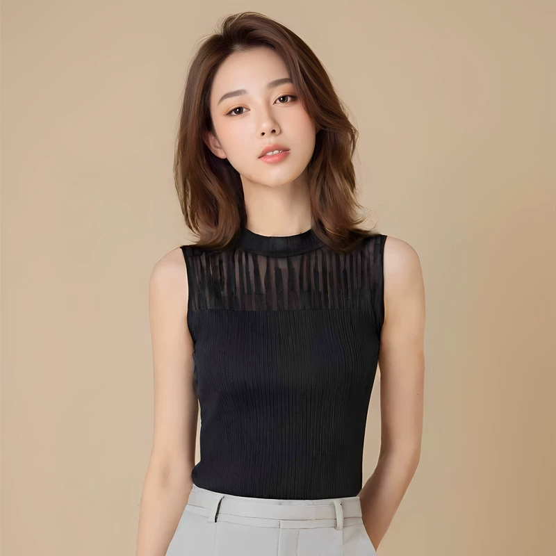 Универсальный вязаный жилет, деревянный кружевной женский жилет с воротником-ушами, нижняя водолазка без рукавов, нижняя рубашка в западном стиле, высокого класса