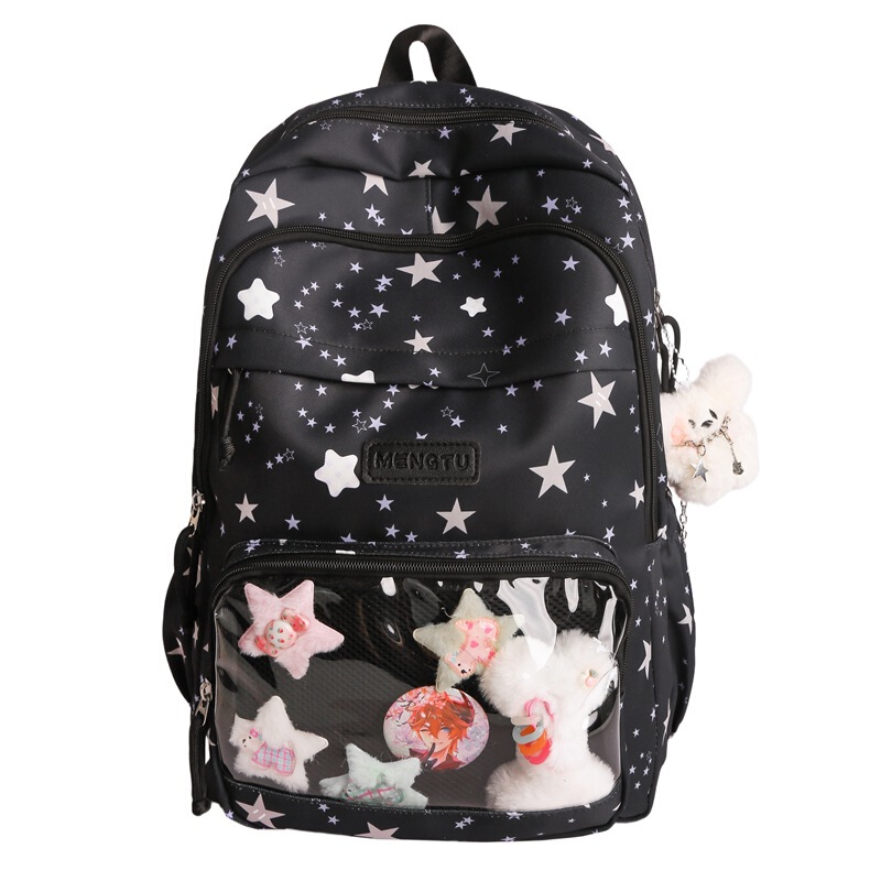 高見え透明二次元痛バッグガールズフォレストバックパックバックパック軽量キャンパス中学生スクールバッグ|undefined