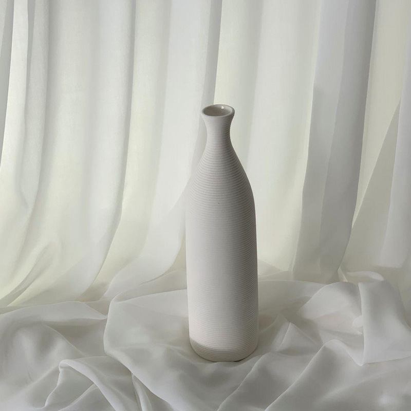 Blanco florero de cerámica decoración, llano quema, estilo silencioso, casa modelo habitación, Sala estar, antiguo estante decoración, decoración suave