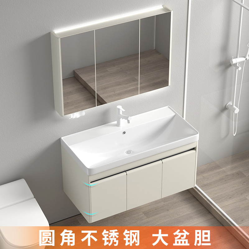 Baño de arco grande lavabo de cerámica lavabo de lavado de mano lavabo de lavado de cara lavabo de lavado de belleza espejo inteligente de maquillaje