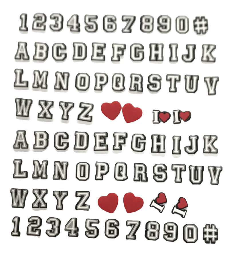 En stock agujero zapatos accesorios PVC plástico gota zapato flor zapato hebilla zapato decoración carta número 37 correa de muñeca hebilla decorativa flor