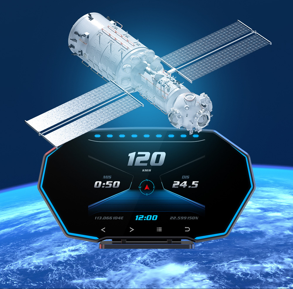 Touchscreen Car HUD Head-Up Display LCD OBD Multifunctional Water Temperature Fuel Consumption GPS Speed Slope Meter F11