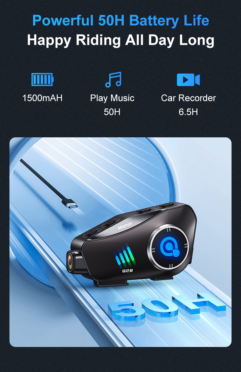 Q28 Helmet Bluetooth Headset Driving Recorder High-Definition Waterproof Motorcycle Helmet Headset Driving Recording Device